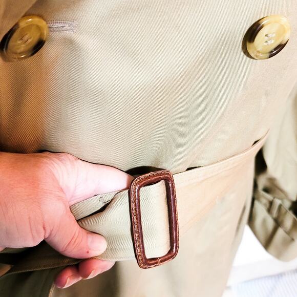 VINTAGE John Weitz size 44S double breasted removable lining belted trench coat - Picture 6 of 16